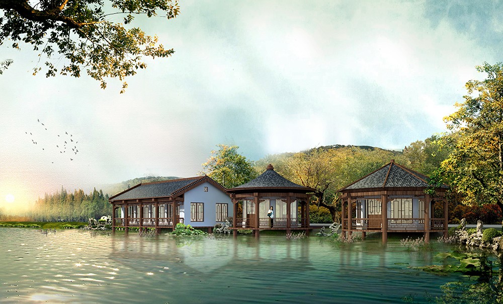 設(shè)計(jì)水上餐廳效果圖